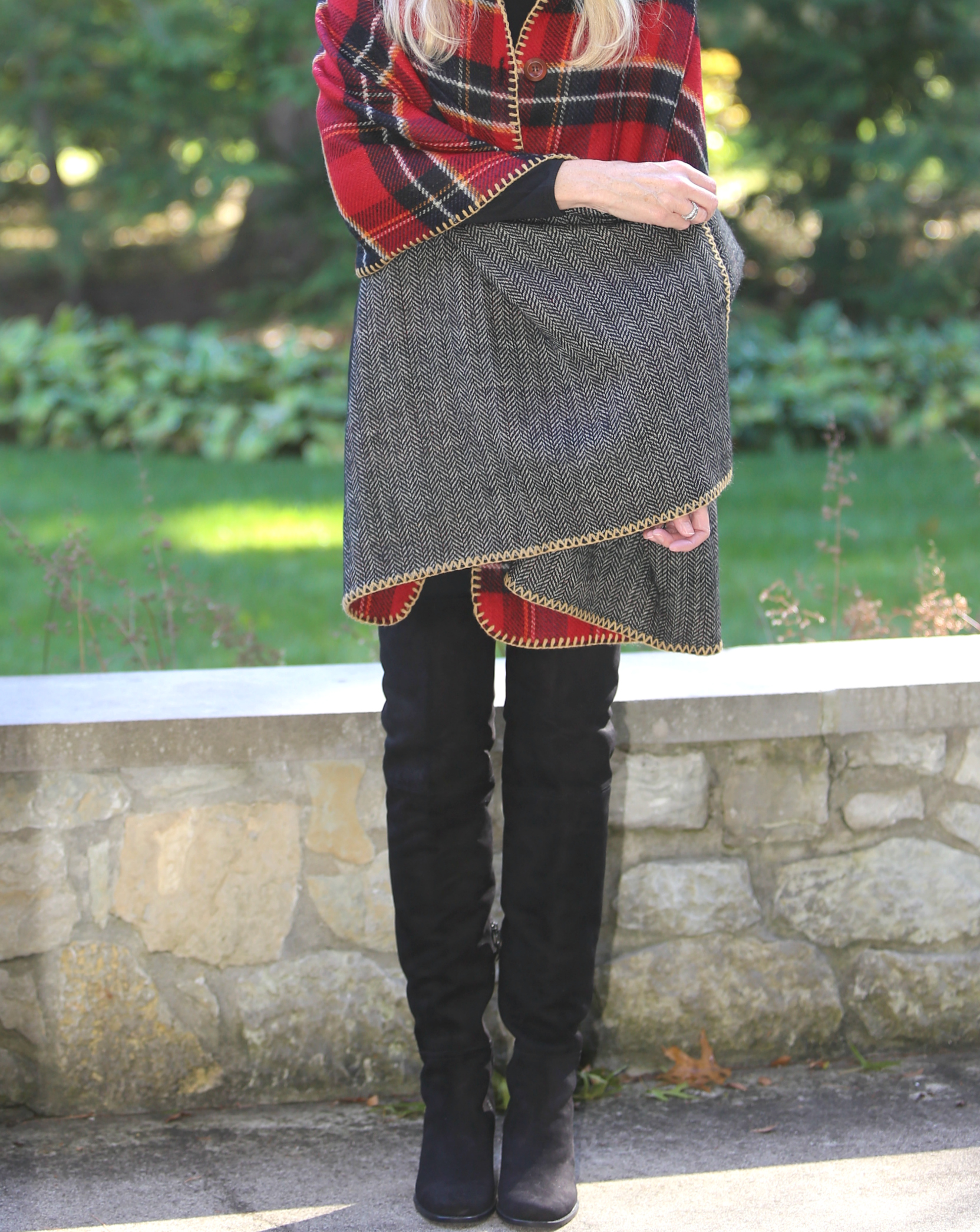 plaid wrap head down