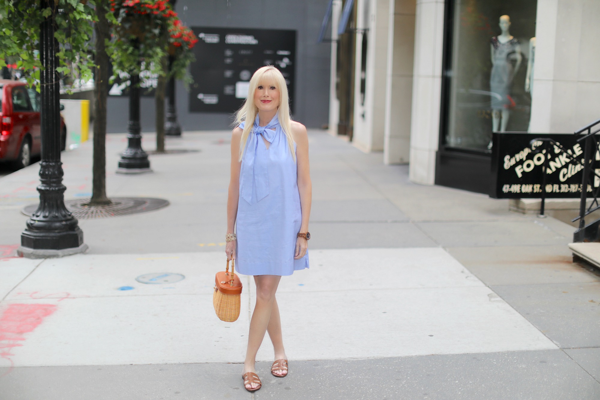 A Bow Embellished Shift Dress